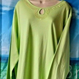 Quacker Factory Top 2x Apple Green 100% Cotton